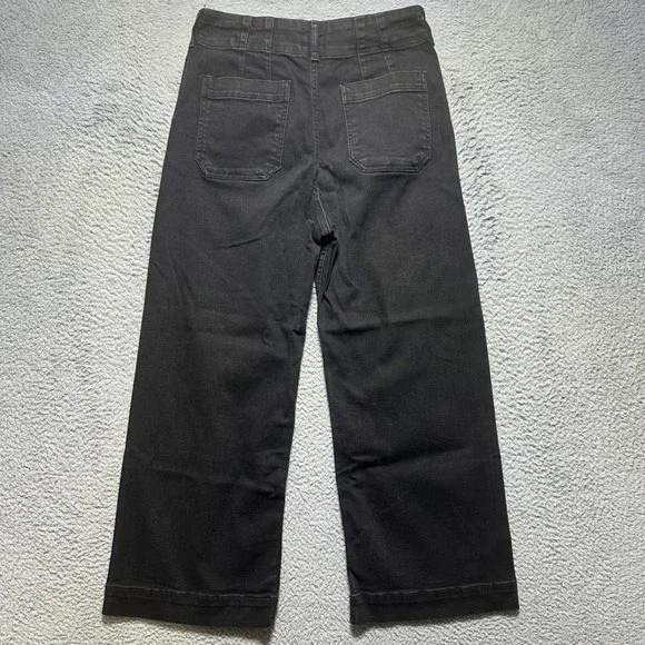 Maeve Anthropologie The Colette Wide Leg Pants Black Cropped High Rise Size 29 - Picture 2 of 11